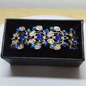 Silver Tone Blue Rhinestone Danbury Mint Stretch Bracelet